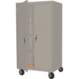 Mobile Storage Cabinet, 36"W x 24"D x 78"H, Gray, All-Welded