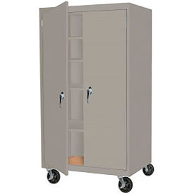 Mobile Storage Cabinet, 48"W x 24"D x 66"H, Gray, All-Welded