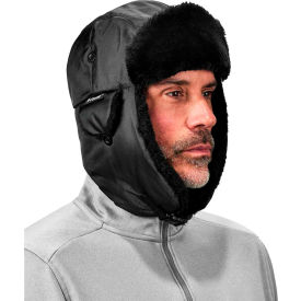 N-Ferno 6802Z Trapper Hat, Zippered, Black, S/M