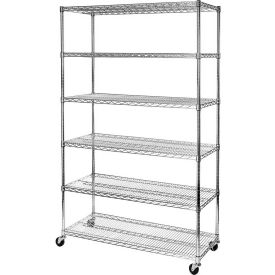 6-Tier UltraDurable Mobile Wire Shelving - Commercial Grade NSF Steel 48"L x 18"W x 75"H