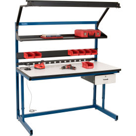 Bench-In-A-Box Cantilever Workbench, ESD Laminate Top, 60"Wx30"D, Blue