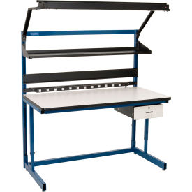 Bench-In-A-Box Cantilever Workbench, Plastic Laminate Top, 60"Wx30"D, Blue