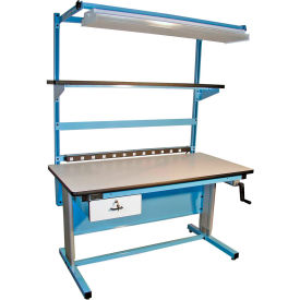 Bench-In-A-Box Ergonomic Workbench, ESD Laminate Top, 72"Wx30"D, Blue