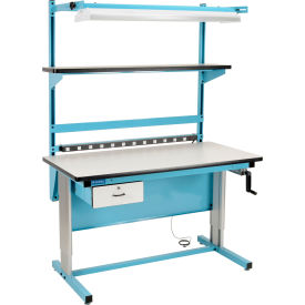 Ergonomic Workbench, ESD Laminate Top, 60"Wx30"D, Blue