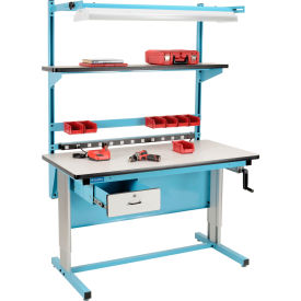 Bench-In-A-Box Ergonomic Workbench, Plastic Laminate Top, 60"Wx30"D, Blue