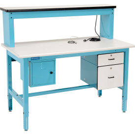 Bench-In-A-Box Technical Workbench, ESD Laminate Top, 60"Wx30"D, Blue