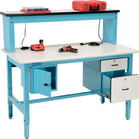 Bench-In-A-Box Technical Workbench, Plastic Laminate Top, 60"Wx30"D, Blue