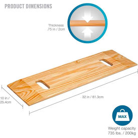 Lightweight 2 Cut-Out Bariatric Wood Transfer Board