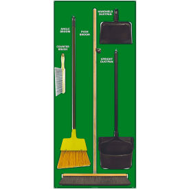 Janitorial Shadow Board Combo Kit,Green on White,General Purpose Composite