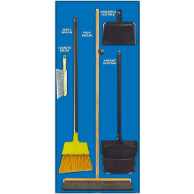 Janitorial Shadow Board Combo Kit, Blue on White, General Purpose Composite