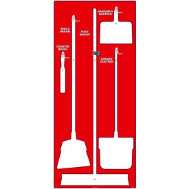 Janitorial Shadow Board, Red on White, Industrial Grade Aluminum - SB106AL