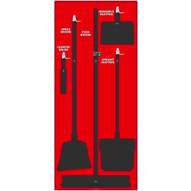 Janitorial Shadow Board, Red on Black, Acrylic - SB105FG