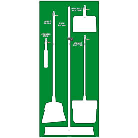 Janitorial Shadow Board, Green on White, Acrylic