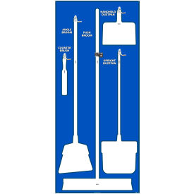 Janitorial Shadow Board, Blue on White, Industrial Grade Aluminum