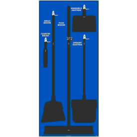Janitorial Shadow Board, Blue on Black, Industrial Grade Aluminum