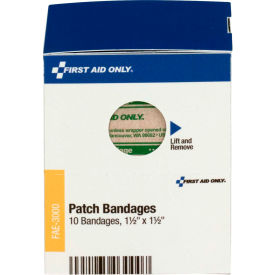 Patch Bandages, Plastic, 1 1/2"X 1 1/2", 10/Box, Refill