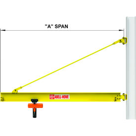 Top-Braced Wall Mounted Jib Crane 500 Lb Cap 12' Span w/ 200° Rotation