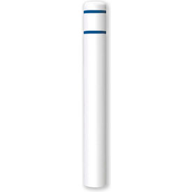 Bollard Cover 7"Dia. x 60" H, White/Blue Tape