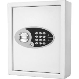 48 Keys Keypad Wall Key Safe 12"W x 4"D x 14-1/4"H, White, Steel