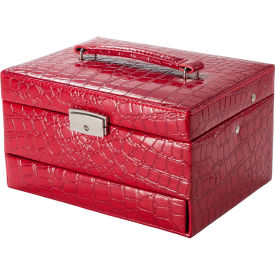 Chri Bliss Jewelry Case, Aluminum, Red, 9"L x 8"W x 6"H