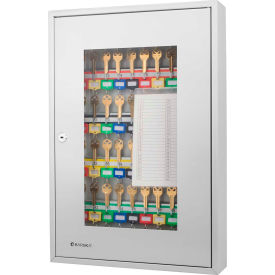 50 Keys Adjustable Key Lock Box W/Glass Door 3"W x 15"L x 21.75"H, Grey, Aluminum