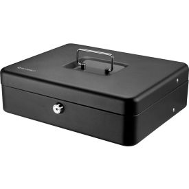 Register Style Cash Box w/ Key Lock 11-3/4"W x 9-1/4"D x 3-1/2"H, Black, Aluminum