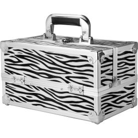 Cosmetic Case, Aluminum, Zebra Print, 12"L x 8"W x 8"H
