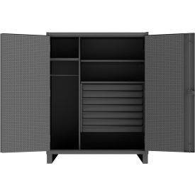 HD Pegboard & Shelf Cabinet w/ 2 Adj Shelves, 12 Ga, 60-3/16"W x 24-1/16"D x 78"H, Gray