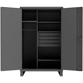 HD Pegboard & Shelf Cabinet with 4 Drawers, 12 Gauge, 48-3/16" W x 24-1/16" D x 78" H, Gray