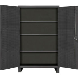 Heavy Duty Pegboard & Shelf Cabinet, 12 Gauge, 60-3/16"W x 30-1/16"D x 78"H, Gray