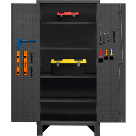HD Pegboard & Shelf Cabinet with 4 Adj Shelves, 12 Ga, 36-3/16"W x 24-1/16"D x 78"H, Gray