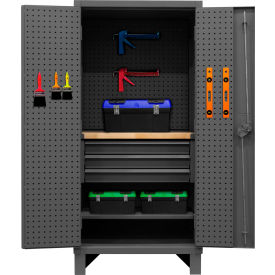 HD Pegboard & Shelf Cabinet w/ 1 Adj. Shelf, 12 Ga., 36-3/16"W x 24-1/16"D x 78"H, Gray