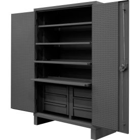 Durham HD Pegboard & Shelf Cabinet w/ 6 Drawers, 12 Gauge, 48-3/16"W x 24-1/16"D x 78"H, Gray