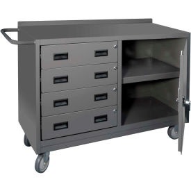 Mobile Bench Workstation, Locking Door/4 Drawers, Shelf, 54-1/16"Wx18-1/4"Dx36-3/8"H