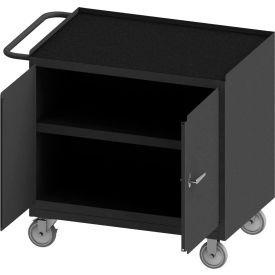Durham Mfg. Mobile Bench Cabinet, 2 Doors, Rubber Mat Top, 42-1/8"W x 25-13/16"D