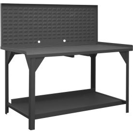Stationary Workbench with Louver Panel & Steel Square Edge, 72"W x 30"D, Gray