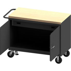 Mobile Bench Cabinet, Butcher Block Top, Drawer, 54-1/8"W x 24-1/4"D, Gray