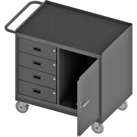 Mobile Bench Workstation, Locking Doors, 4 Drawers, 42-1/8"W x 24-1/4"D