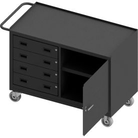 Durham Mfg. Mobile Bench WorkStation, Locking Door, 4 Drawers, 54-1/8"W x 24-1/4"D
