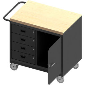 Mobile Bench Workstation, Butcher Block Square Edge, 42-1/8"Wx24-1/4"Dx37-1/8"H