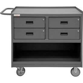 Mobile Bench Cabinet, 4 Drawers, 42-1/8"W x 24-1/4"D, Gray