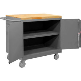Mobile Bench Cabinet, 2 Doors, 1 Shelf, 42-1/8"W x 25-13/16"D, Gray