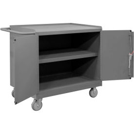 Mobile Bench Cabinet, 2 Doors, Shelf, 42-1/8"W x 25-13/16"D, Gray