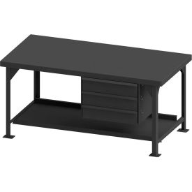 Storage Workbench W/ 3 Drawers, Steel Square Edge, 72"W x 36"D, Gray