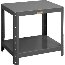 Machine Table W/ 2 Shelves, Steel Square Edge, 36-1/8"Wx24-1/8"Dx18-1/8-24-1/8"H, Gray