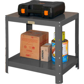 Machine Table W/ 2 Shelves, Steel Square Edge, 30-1/8"Wx24-1/8"Dx18-1/8-24-1/8"H, Gray