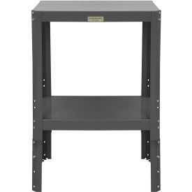 Machine Table W/ 2 Shelves, Steel Square Edge, 24-1/8"Wx18-1/8"Dx30-1/8-36-1/8"H, Gray
