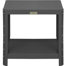 Machine Table with 2 Shelves, Steel Square Edge, 24-1/8"W x 18-1/8"D x 18-1/8-24-1/8"H, Gray