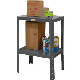 Machine Table W/ 2 Shelves, Steel Square Edge, 30-1/8"Wx24-1/8"Dx30-1/8-36-1/8"H, Gray