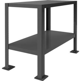Stationary Machine table with 2 Shelves, Steel Square Edge, 50-3/8"W x 26-3/8"D, Gray